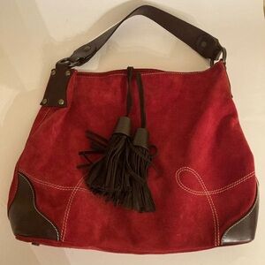 Red Claudia Firenze Suede Shoulder Bag